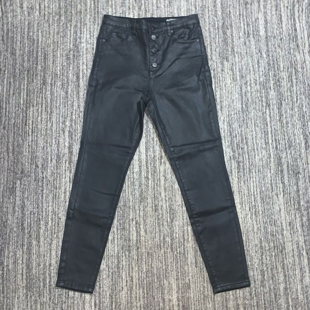 Blank NYC Womens 31 The Great Jones High Rise Skinny Black Pants Button Fly